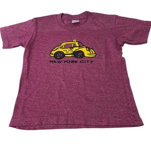 (4-135) Wali Purple Short Sleeve New York Taxi New York City Tee-Shirt Boys 6-8